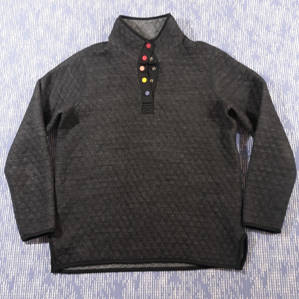Marine Layer Sweater Womens Size Small Quilted Gray Pullover Snap Mock Neck